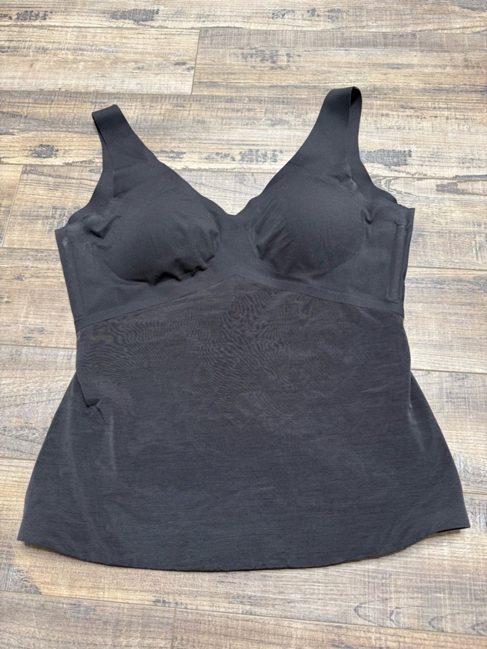 Honeylove LiftWear Tank Black Seamless Shaping Camisole with Built-In Cups XL